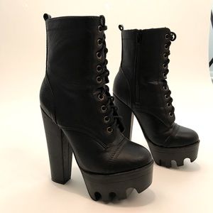Black platform boots